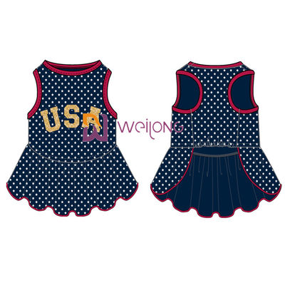 Glitter Print USA Rubber Star CVC Jersey Dog Dress Pria Disesuaikan