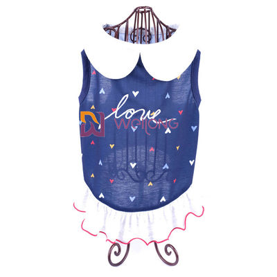 Digital Print Menyulam Pet Dress Love Poly Jersey Kustom Musim Panas Hati Tenun Kerah Anjing Dressing Gown