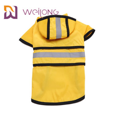 Jas Hujan Anjing Kuning Bergaris Reflektif Dengan Jaket Ringan Kulit PU Hood
