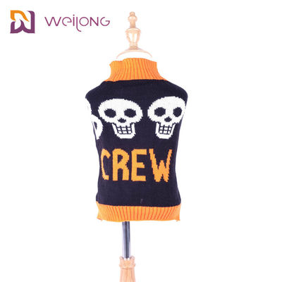 Akrilik Halloween Pakaian Hewan Peliharaan Sweater BSCI Knit Pet yang Disesuaikan