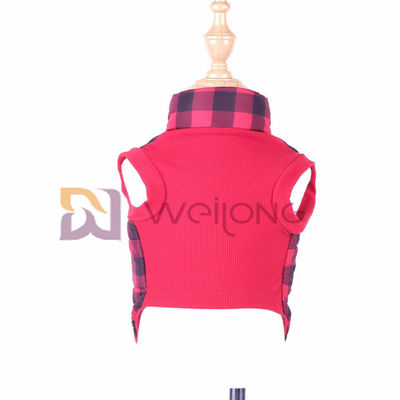 Jaket Anjing Kotak-kotak Natal 2 * 2 RIB Elastisitas Baik Membuka mantel anjing ritsleting