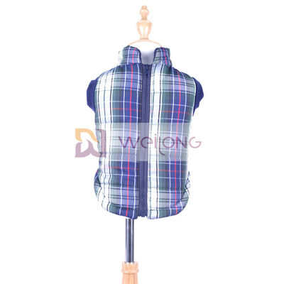 Jaket Anjing Kotak-kotak Natal 2 * 2 RIB Elastisitas Baik Membuka mantel anjing ritsleting