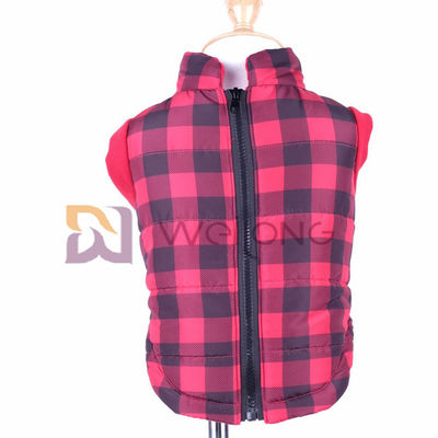 Jaket Anjing Kotak-kotak Natal 2 * 2 RIB Elastisitas Baik Membuka mantel anjing ritsleting