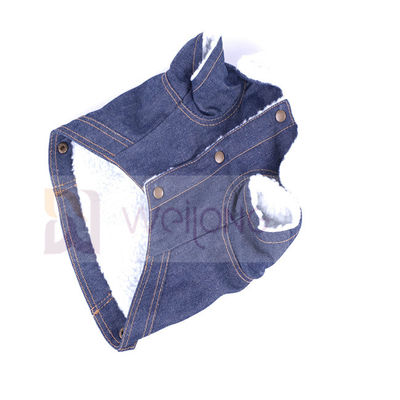 100% Poly Berber Pet Denim Jacket Anjing Musim Dingin Jaket Jean Biru