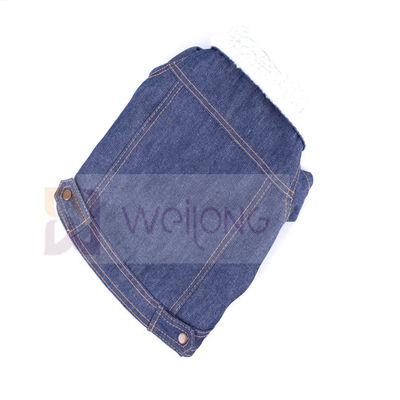 100% Poly Berber Pet Denim Jacket Anjing Musim Dingin Jaket Jean Biru