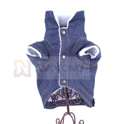 100% Poly Berber Pet Denim Jacket Anjing Musim Dingin Jaket Jean Biru