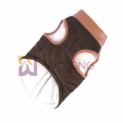 Corduroy Kulit Kerah Anjing Zip Up Jaket Lapisan Berber Mantel Anjing Musim Dingin Hangat XS-XL
