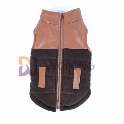 Corduroy Kulit Kerah Anjing Zip Up Jaket Lapisan Berber Mantel Anjing Musim Dingin Hangat XS-XL