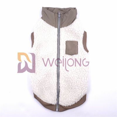Elastisitas yang Baik Ritsleting Perak Berber Fleece Pet Jaket 2*2 RIB Jaket Anjing Tubuh Rendah Untuk Musim Dingin