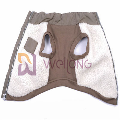 Elastisitas yang Baik Ritsleting Perak Berber Fleece Pet Jaket 2*2 RIB Jaket Anjing Tubuh Rendah Untuk Musim Dingin