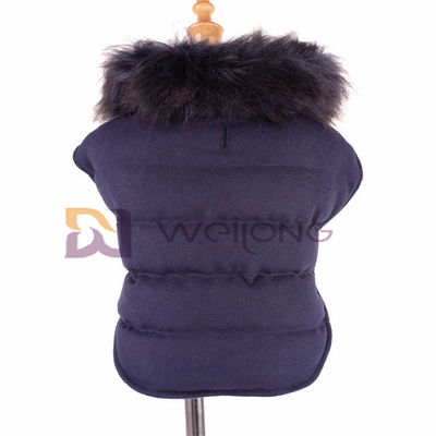 Mantel Jaket Bulu Anjing Kecil Besar yang Dapat Dilepas Wol Kerah Mewah Untuk Musim Dingin BSCI