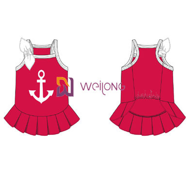 Disesuaikan Cvc Jersey Sailor Anchor Pet Dress Bernapas Anjing Gaun Wanita