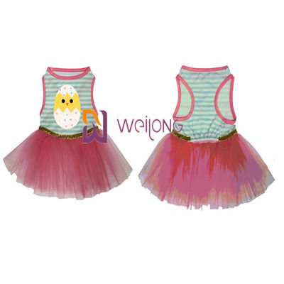 Baik Elastisitas Rok Ganda Gaun Hewan Peliharaan Paskah Busur CVC Jersey 180G Gaun Anjing Wanita