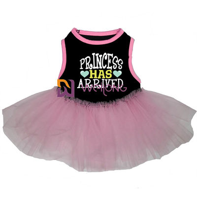 Tulle Ruffles Gaun Anjing Kecil Tanpa Lengan Dan Longgar Kerah Bulat Gaun Anjing Merah Muda