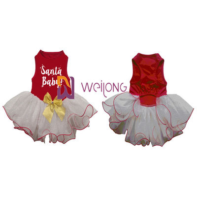 Glitter Tulle Rok Pet Dress Custom Rubber Print Dog Princess Dress