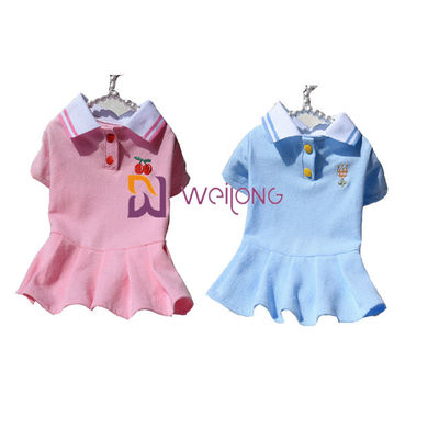 Rajutan Rib Collar Bordir Gaun Hewan Peliharaan Disesuaikan untuk Musim Semi / Musim Panas