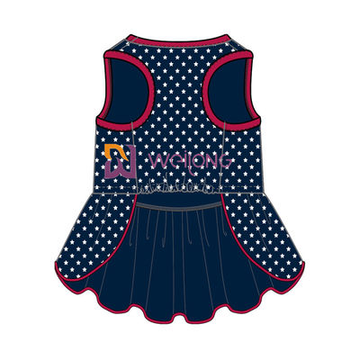 Glitter Print USA Rubber Star CVC Jersey Dog Dress Pria Disesuaikan