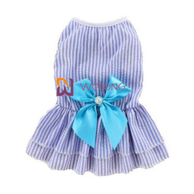 Gaun anjing lucu Poli Warna yang Dapat Disesuaikan Satin Bow Cotton Seersucker