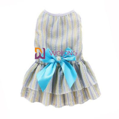 Gaun anjing lucu Poli Warna yang Dapat Disesuaikan Satin Bow Cotton Seersucker