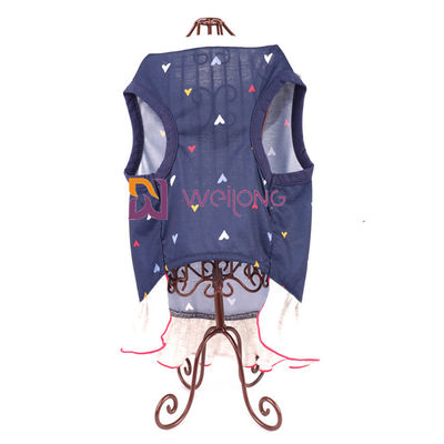 Digital Print Menyulam Pet Dress Love Poly Jersey Kustom Musim Panas Hati Tenun Kerah Anjing Dressing Gown