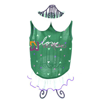 Digital Print Menyulam Pet Dress Love Poly Jersey Kustom Musim Panas Hati Tenun Kerah Anjing Dressing Gown