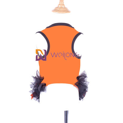 Pita Satin Busur Halloween Gaun Hewan Peliharaan Leher Bulat Desain Gaun Anjing Labu
