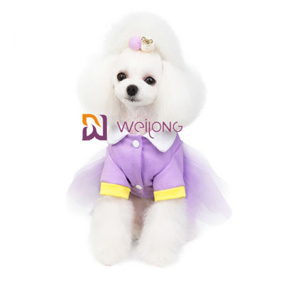 Manis Permen Berwarna Anjing Gaun Pesta Pakaian Hewan Peliharaan CVC Jersey 180G Dengan Rok Tulle Gemerlap