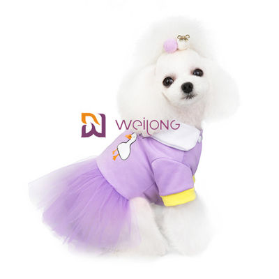 Manis Permen Berwarna Anjing Gaun Pesta Pakaian Hewan Peliharaan CVC Jersey 180G Dengan Rok Tulle Gemerlap