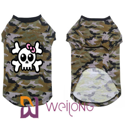 Poly Camo Skull Halloween Pet T Shirt untuk Anjing 100% Poly Jersey 180G