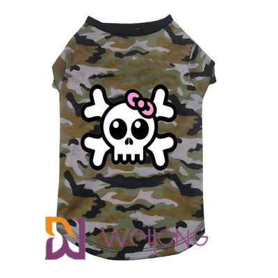Poly Camo Skull Halloween Pet T Shirt untuk Anjing 100% Poly Jersey 180G