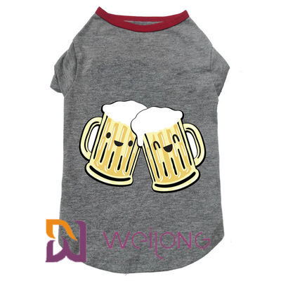 Karet Cetak Beer Glass Elastisitas Greyhound Tee Shirt Untuk Anjing