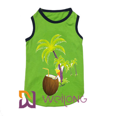 100% Katun Cetak Pohon Kelapa Elastisitas Musim Panas Pet T Shirt Hawaii Musik Dimainkan
