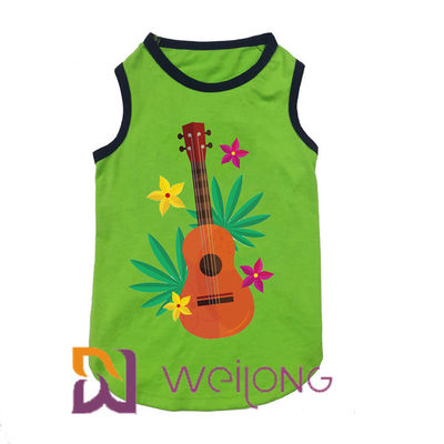 100% Katun Cetak Pohon Kelapa Elastisitas Musim Panas Pet T Shirt Hawaii Musik Dimainkan