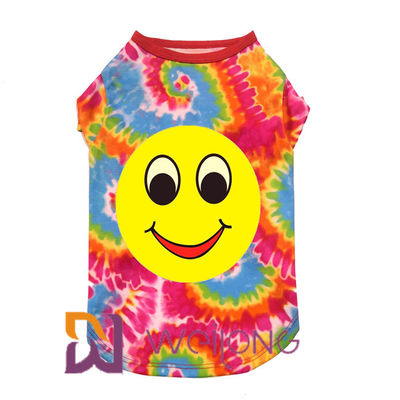Digital Print Polyester T Shirt Anjing Wajah Tersenyum Untuk Anjing Besar Bernapas