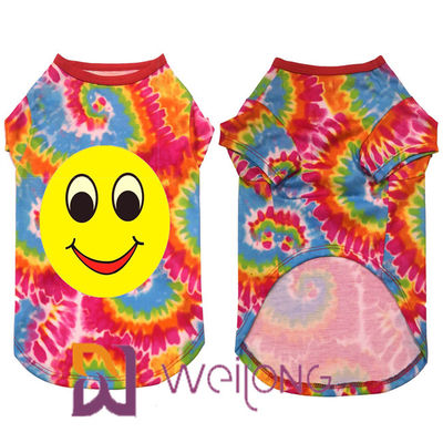 Digital Print Polyester T Shirt Anjing Wajah Tersenyum Untuk Anjing Besar Bernapas