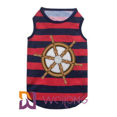Polyester Customized Rubber Print Stripe Pet T Shirt Kemeja Ulang Tahun Anjing