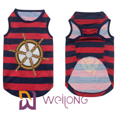 Polyester Customized Rubber Print Stripe Pet T Shirt Kemeja Ulang Tahun Anjing