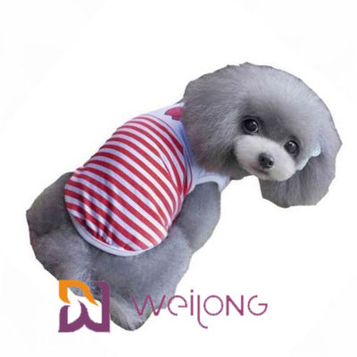 Disesuaikan Digital Print Sailor Anchor Stripe Pet T Shirt Untuk Puppy 100% Cotton