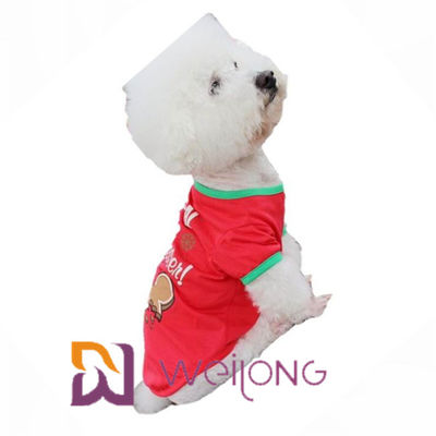 CVC Jersey 180G Red Printing Dog Christmas T Shirt Dapat Disesuaikan