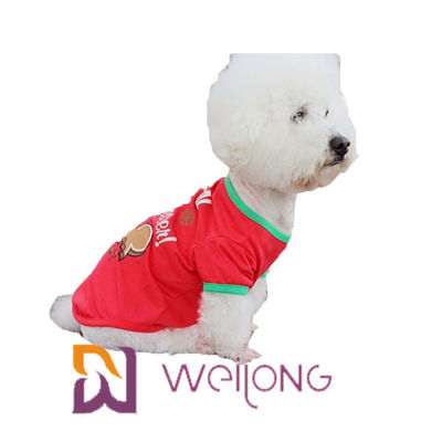 CVC Jersey 180G Red Printing Dog Christmas T Shirt Dapat Disesuaikan