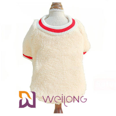 Rib Knit Lengan Pendek Kaos Hewan Peliharaan Tetap Hangat Kaos Sherpa Lembut Untuk Anjing