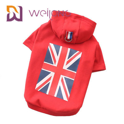 Union Jack Rubber Print UK Flag Pet Hoodie Jenis Pendek BSCI Cute Dog Hoodies