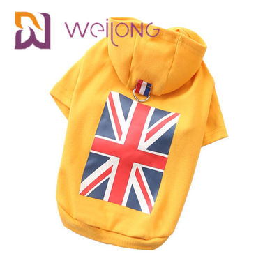 Union Jack Rubber Print UK Flag Pet Hoodie Jenis Pendek BSCI Cute Dog Hoodies