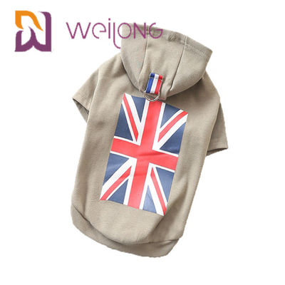 Union Jack Rubber Print UK Flag Pet Hoodie Jenis Pendek BSCI Cute Dog Hoodies