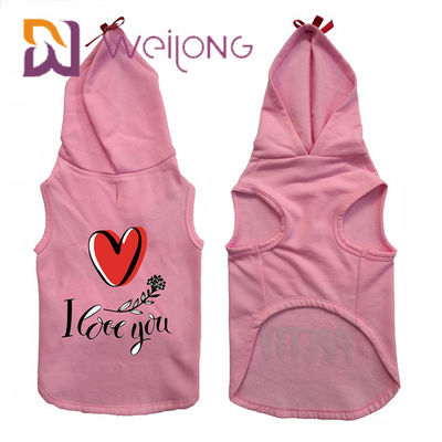 CVC Cotton Sweatshirt Fleece Keep Warm Pink Pet Hoodie Anjing / Kucing