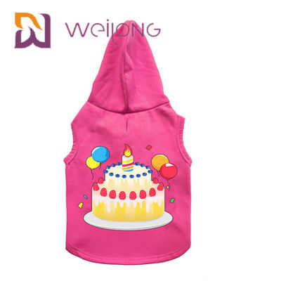 Warna-warni Karet Cetak Ulang Tahun Pet Hoodie Disesuaikan Pink Dog Hoodie