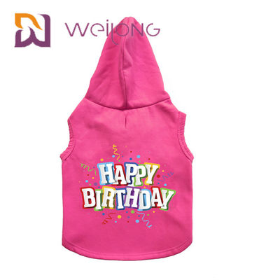 Warna-warni Karet Cetak Ulang Tahun Pet Hoodie Disesuaikan Pink Dog Hoodie