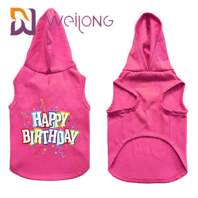 Warna-warni Karet Cetak Ulang Tahun Pet Hoodie Disesuaikan Pink Dog Hoodie