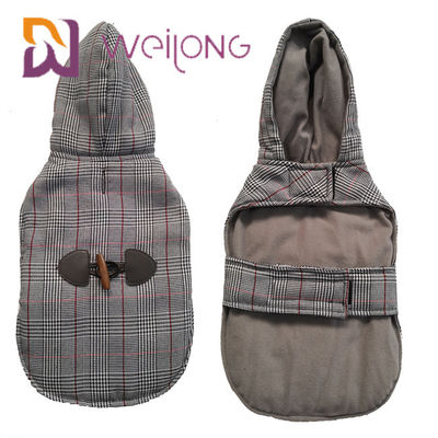 Houndstooth Brushed Tricot Custom Dog Hoodies Musim Dingin Tetap Hangat BSCI Puppy Hoodie