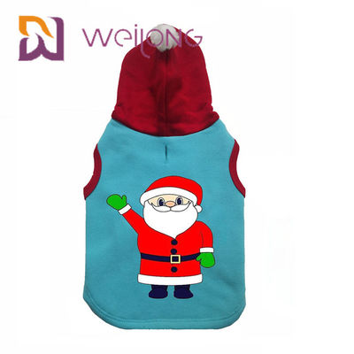 CVC Fleece Musim Dingin Pet Hoodie Pakaian Natal Kucing Anjing Hoodie Sweater Dengan Santa Claus